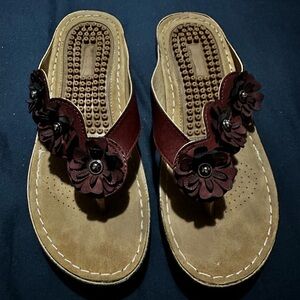 Wedge Floral  Sandals for Women  Flip Flops with Arch Support -BohemianPlatform